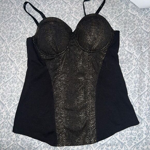 Nicki Minaj corset black and gold textured club wear size M - Picture 2 of 6